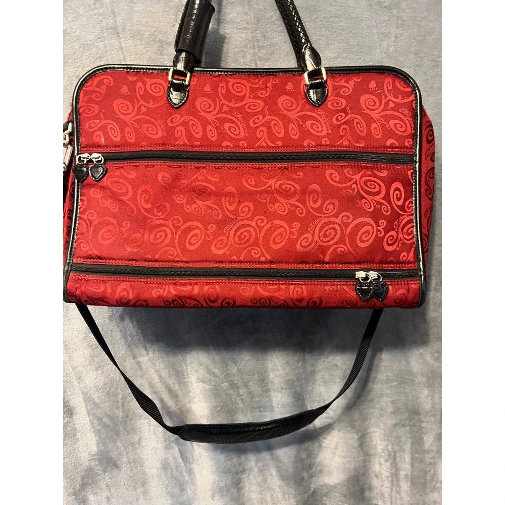 Retired Brighton Red Black Croc Print Laptop Travel Bag Weekender Carryall